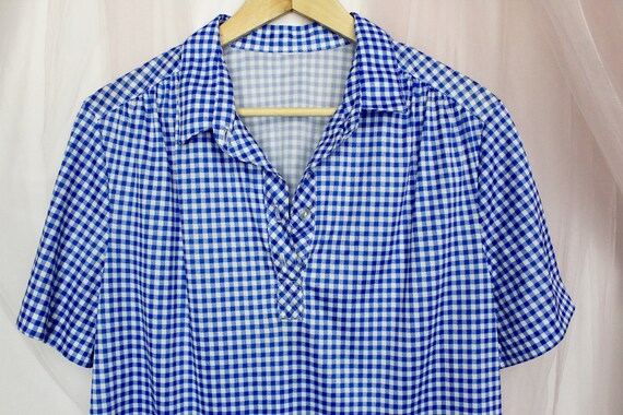 Vintage 70's Blue/White Checkered Short Sleeve - image 5