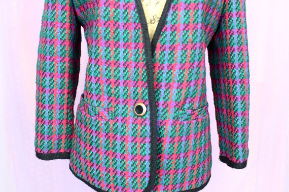 Vintage 90s Koret Colorful Checkered Blazer, VTG … - image 5