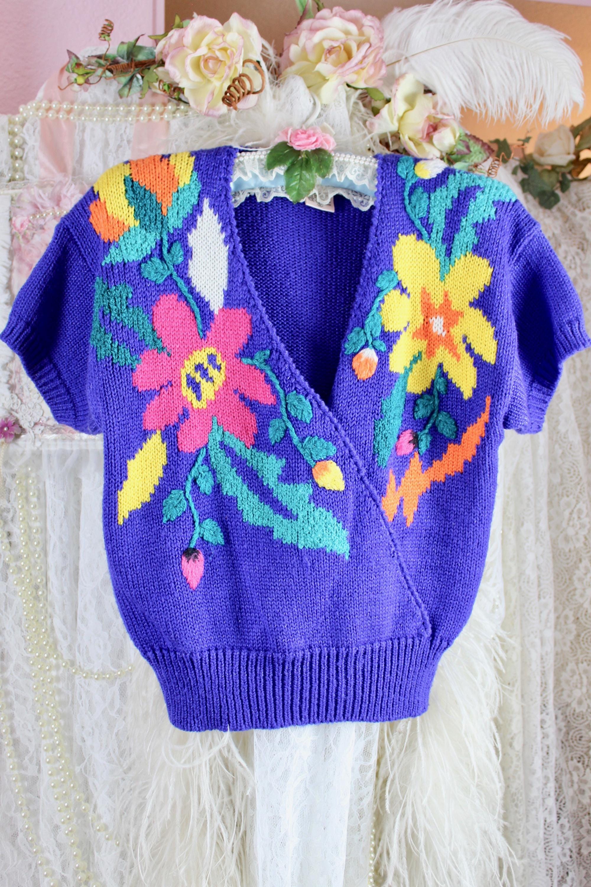 90s Floral Sweater - Etsy