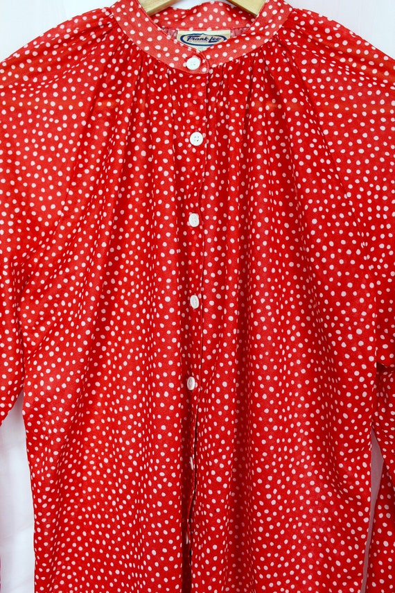 Vintage 70's Red Polka Dot Blouse, 70s Blouses, S… - image 4