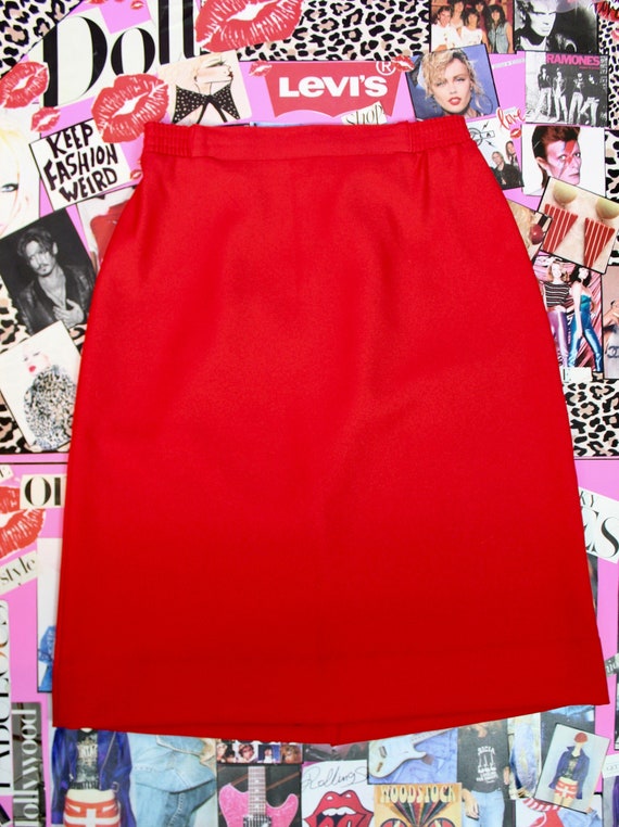 Vintage 70s Red Preppy Skirt, VTG Career Skirt, M… - image 1