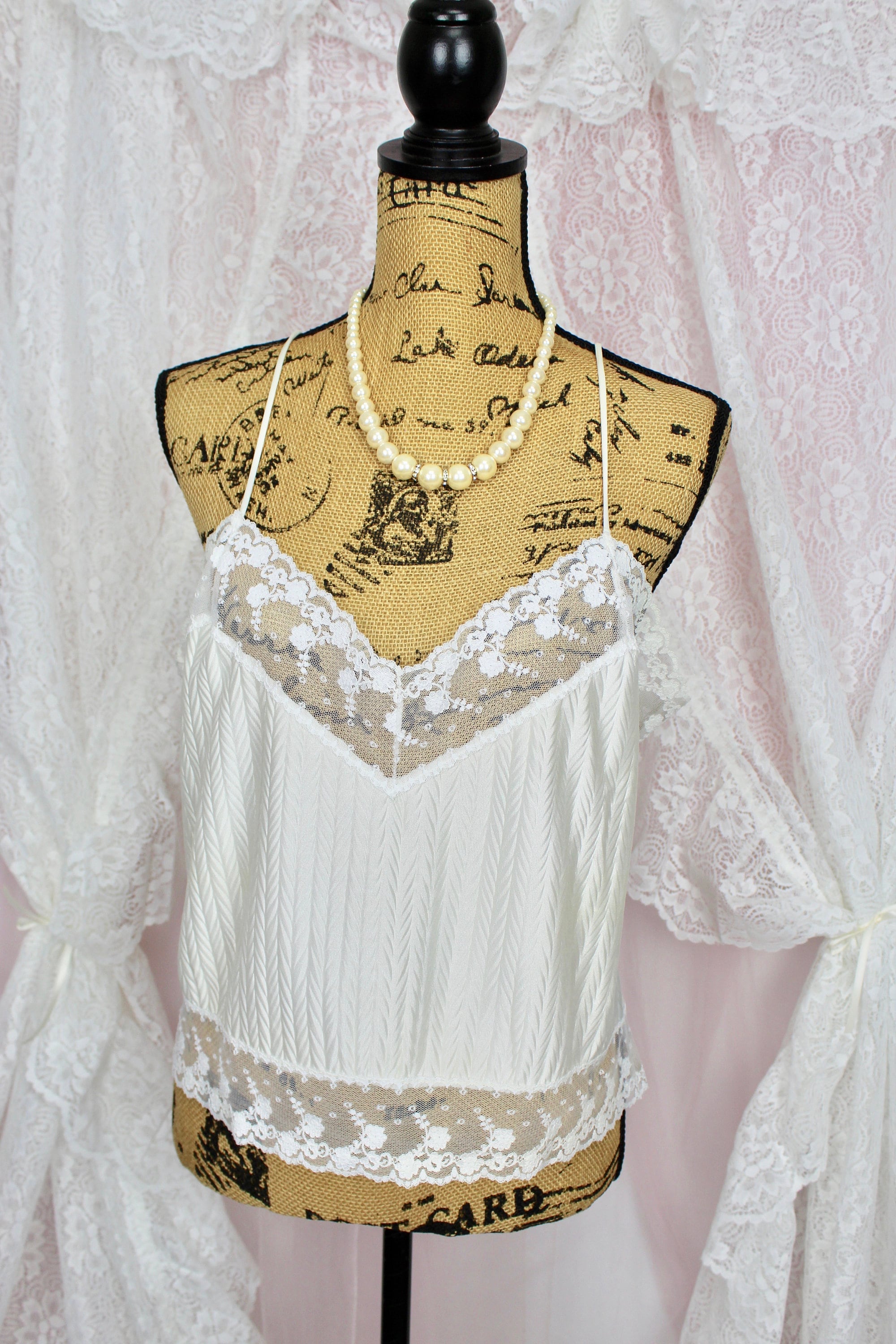 Vintage 60s 70s Romantic Flair Cream Lace Camisole Lingerie - Etsy