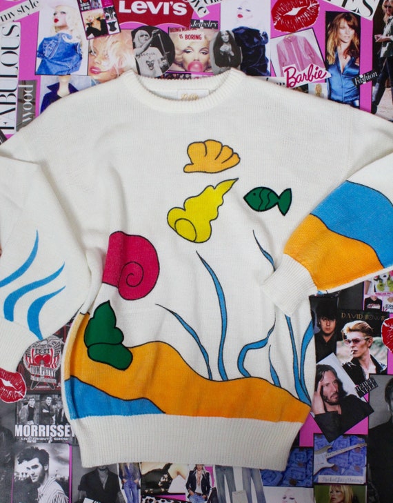 Vintage 90's Cute Colorful Under the Sea Sweater - image 2