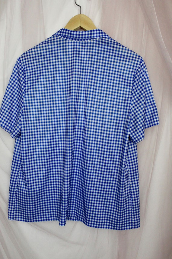 Vintage 70's Blue/White Checkered Short Sleeve - image 4