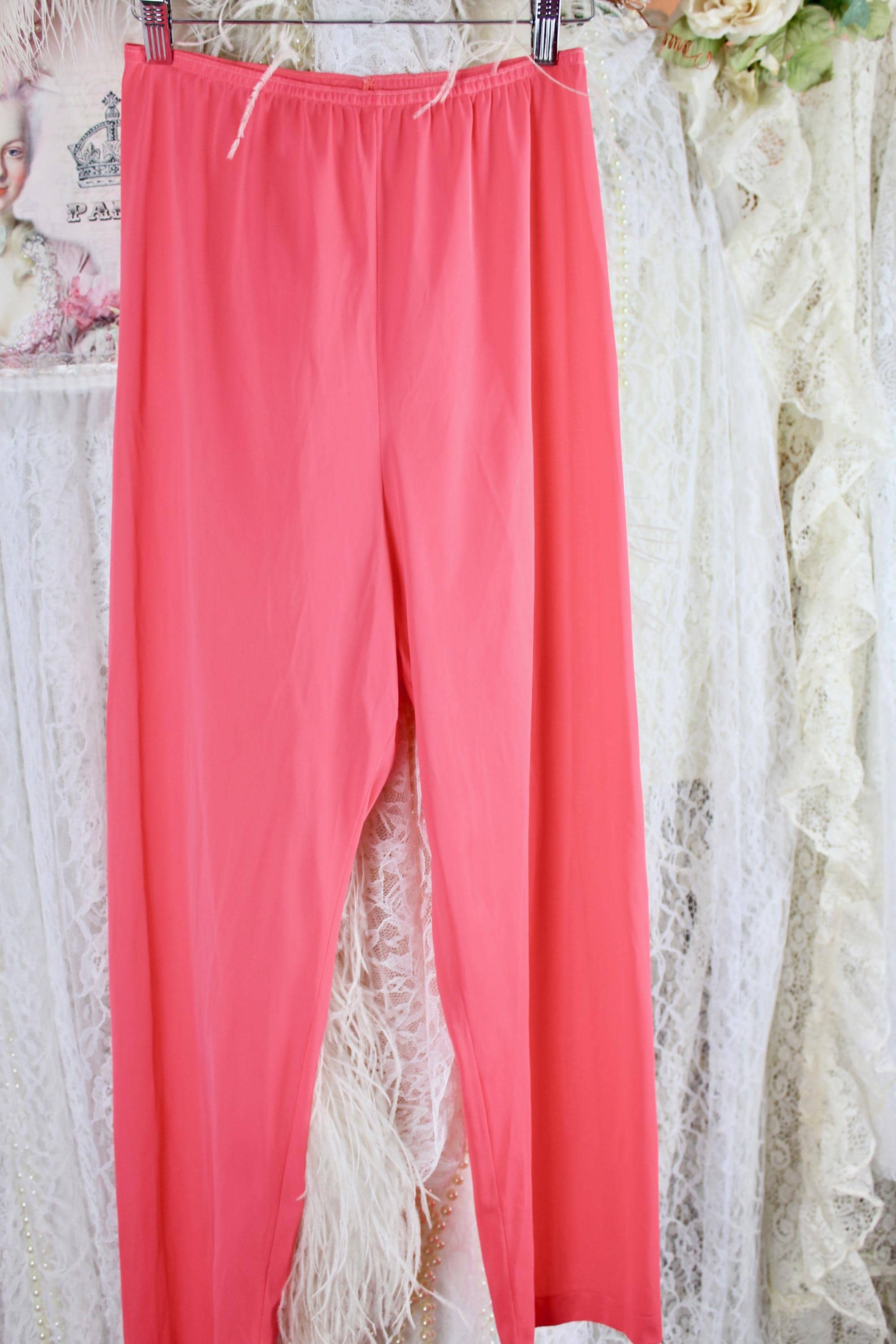 Vintage 50s 60s Gaymode Coral Pink Pajama Set, Short Sleeve Top