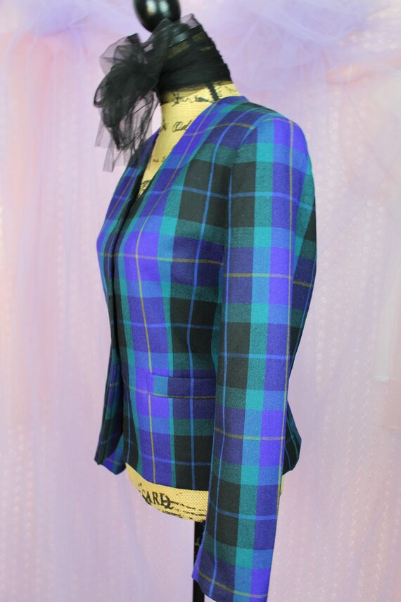 Vintage 80s 90s Career Essential Plaid Blazer, Pr… - image 6