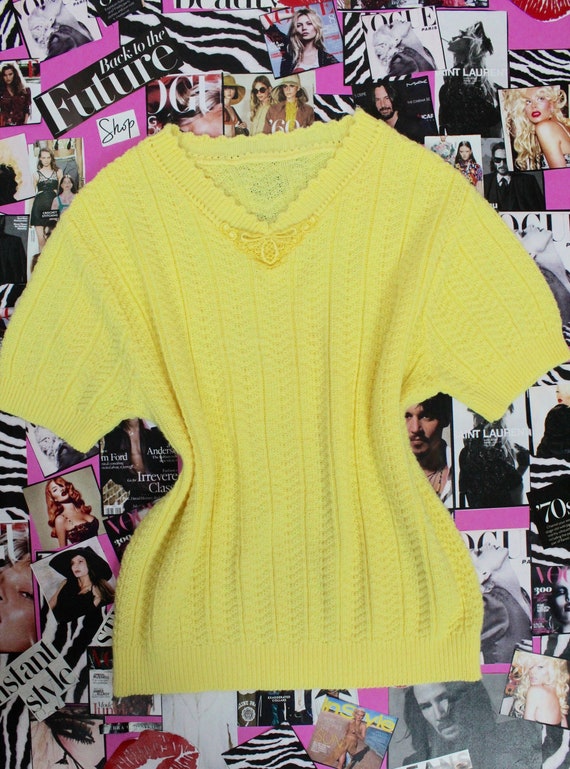 Vintage 90's Yellow Sweater Top - image 1