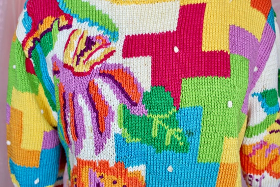 Vintage 90s Berek Colorful Sweater,Mod Sweater,Ab… - image 3