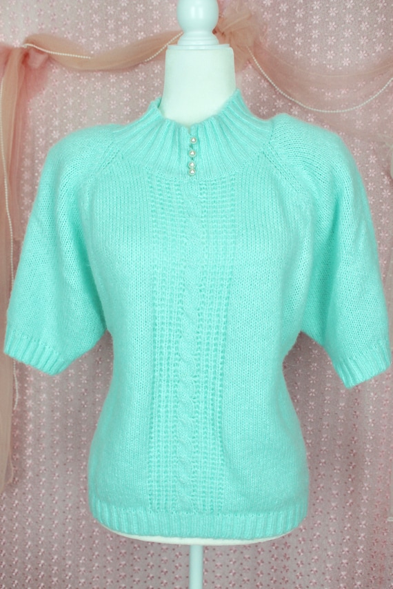 Vintage 90s High Neck Sweater Top, Vintage Knit S… - image 2