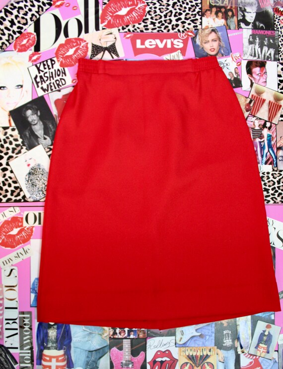 Vintage 70s Red Preppy Skirt, VTG Career Skirt, M… - image 2