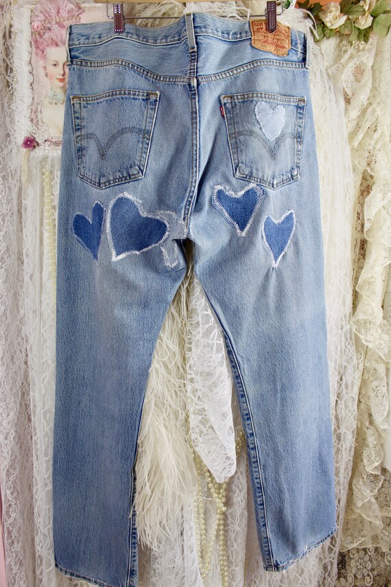 Vintage Y2ks Levi Strauss Denim Jeans, Upcycled H… - image 6