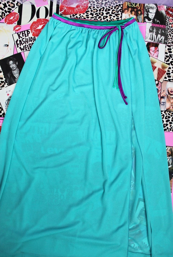 Vintage 70s 80s Stewart Sheer Teal Sarong Long Skirt Sarong Etsy
