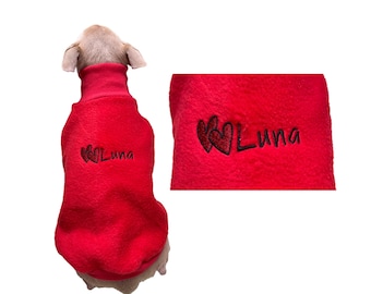 Personalized Dog Sweater, Red Heart Dog Sweater, Valentine's Day Dog Sweater, Holiday Dog Sweater, Chihuahua Clothes, Turtleneck Dog Sweater