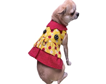 XXS XS Small Dog Harness, Designer Dog Harness Dress, Fancy Dog Harness with Ruffle, Cute Dog Harness Girl, Spring Floral Dog Harness