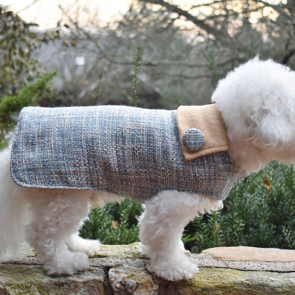 Handmade Dog Coat, Blue Dog Coat, Winter Dog Coat in Standard Fit, Custom Dog Coat with Tailoring Option, Dog Coats Boys, Dog Coats Girl