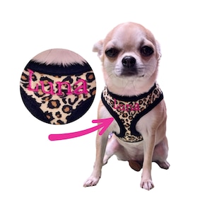 Personalized Dog Harness and Leash Set Option, Leopard Print Dog Harness and Leash Option Set, Personalized Pet Gift, Custom Pet Gift