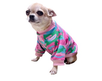 Long Sleeve Pink Tee Shirt for Small Dogs, Dog Cat Shirt, Small Dog Tee Pullover, Lightweight Soft Dog TShirt, Small Dog Clothes for Girls