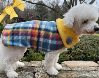 Custom Plaid Winter Dog Coats, Warm Fleece Dog Sweater, XS to XL, TAILORING for Hard to Fit Dogs, Winter Clothes Boys, Dog Sweaters Boys