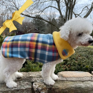 Custom Plaid Winter Dog Coats, Warm Fleece Dog Sweater, XS to XL, TAILORING for Hard to Fit Dogs, Winter Clothes Boys, Dog Sweaters Boys