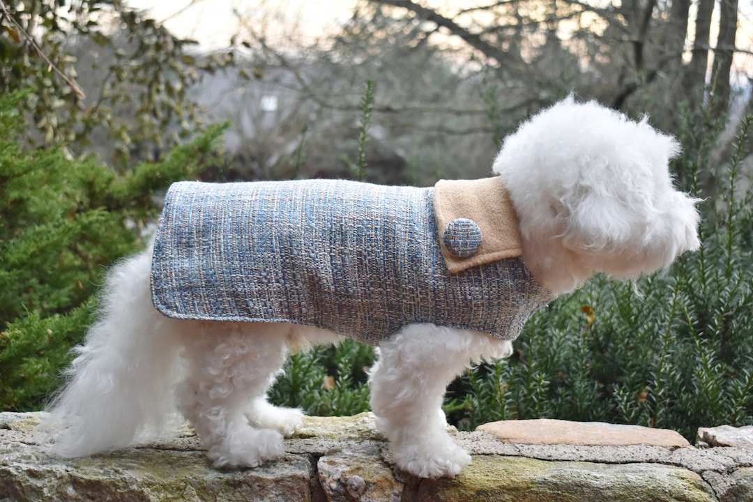 Handmade Dog Coat, Blue Dog Coat, Winter Dog Coat in Standard Fit