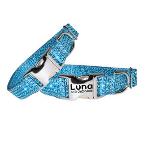 Engraved Rhinestone Dog Collar XXS–XXL – Bling Dog Collar for Girls and Boys – Large Small Dog Collar – Poodle Collar – Rhinestone Leash 51