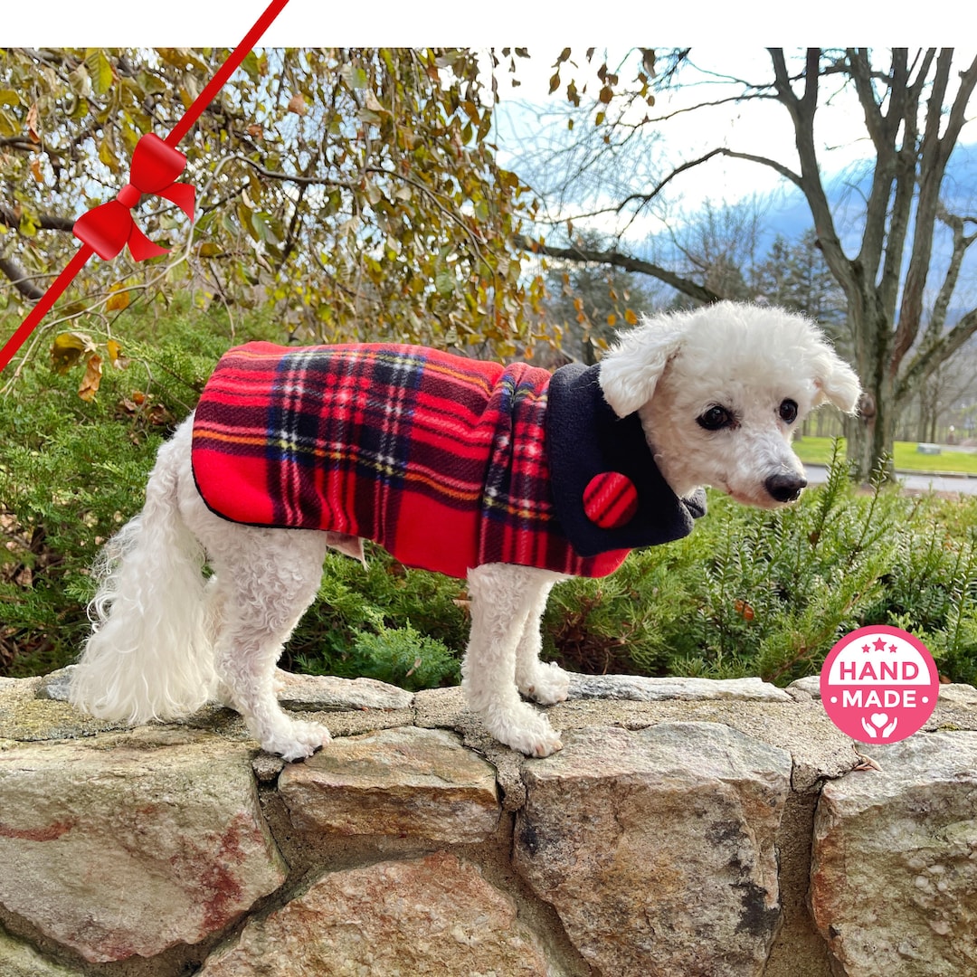 Custom Red Plaid DOG COAT, Warm Winter Dog Coat in All Sizes