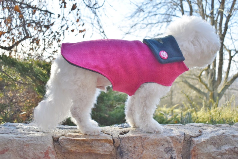 Pink Wool DOG Coat for Girls Warm Winter Dog Coat Small to Large, Xxs to XL Dog Coat Pink Fashion Dog Coat Fleece Dog Coat Girl image 5