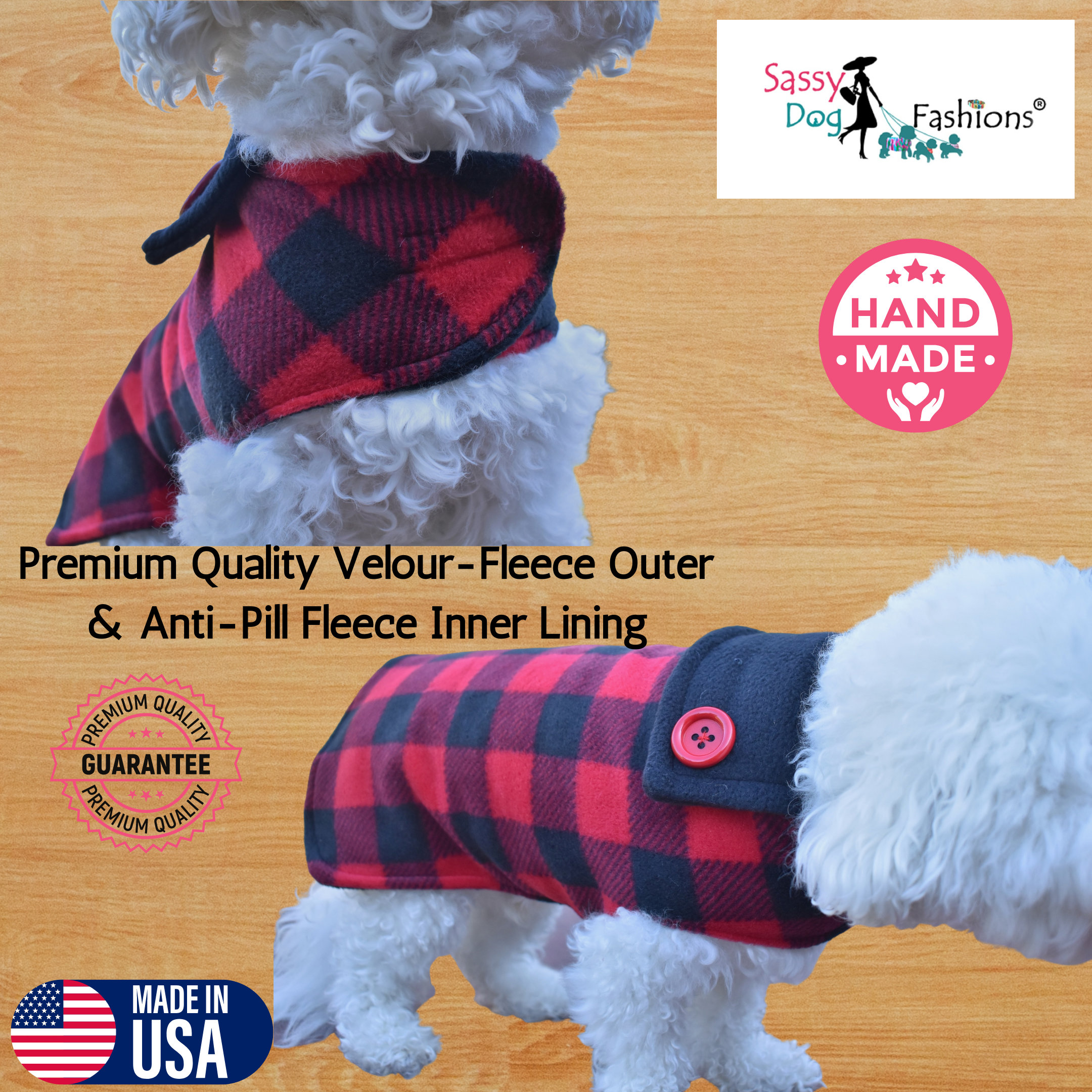 Custom Red Buffalo Plaid DOG COAT Warm Winter Dog Coat in All Etsy