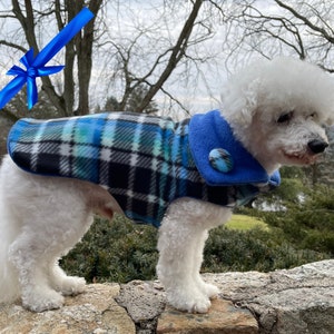 Custom Plaid Fleece Winter Dog Coats, Warm Fleece Dog Sweater, XS to XL + TAILORING for Hard to Fit Dogs, Dog Coats Boys, Dog Sweaters Boys