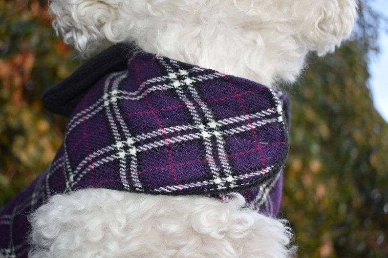 Custom Purple Plaid Dog COATS Jacket Unisex Warm Woolette Etsy