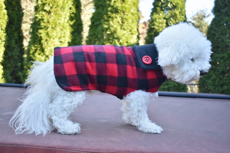 Custom Reversible Red Buffalo Plaid DOG COATS Jacket Sweater Etsy