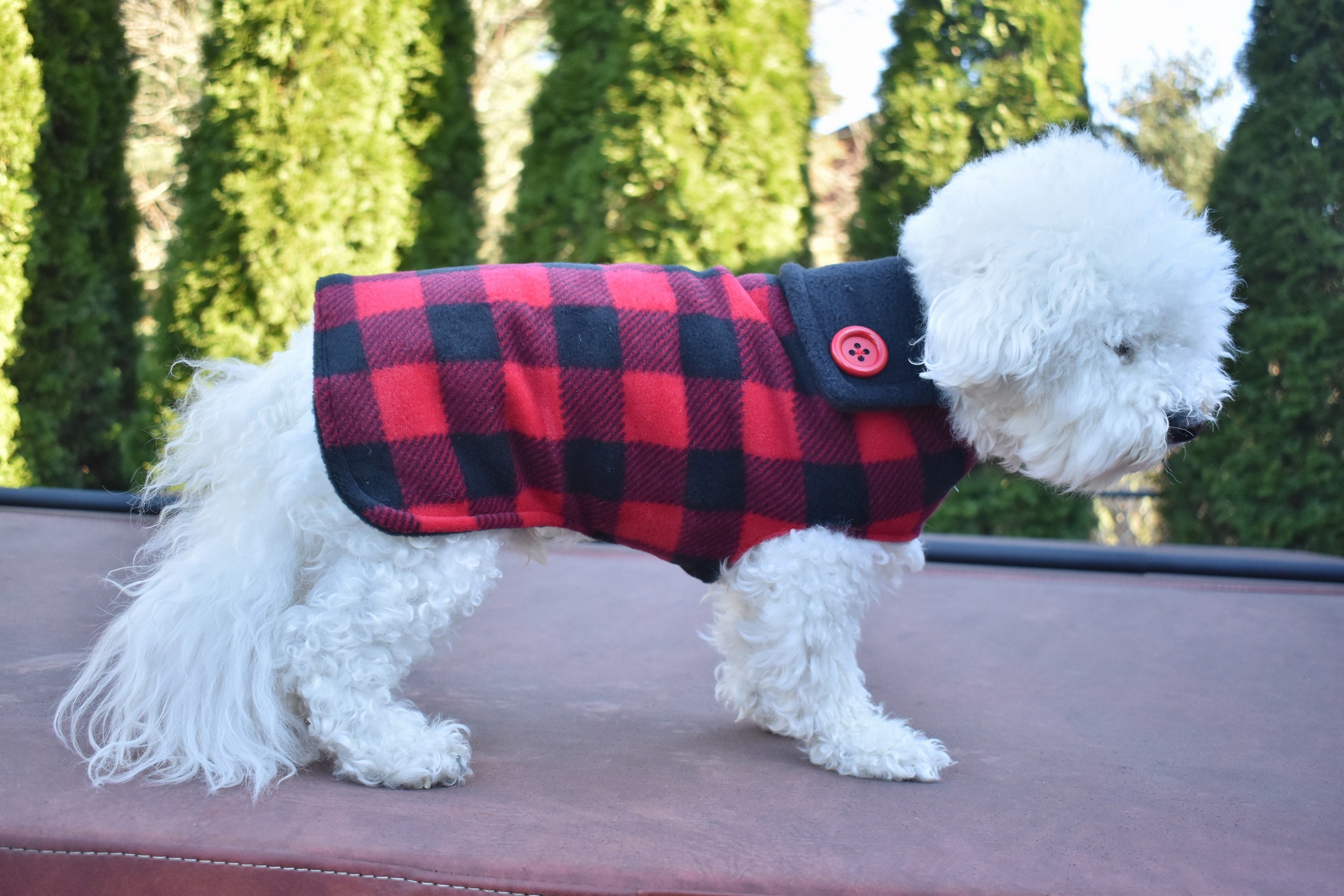Custom Reversible Red Buffalo Plaid DOG COATS Jacket Sweater Etsy