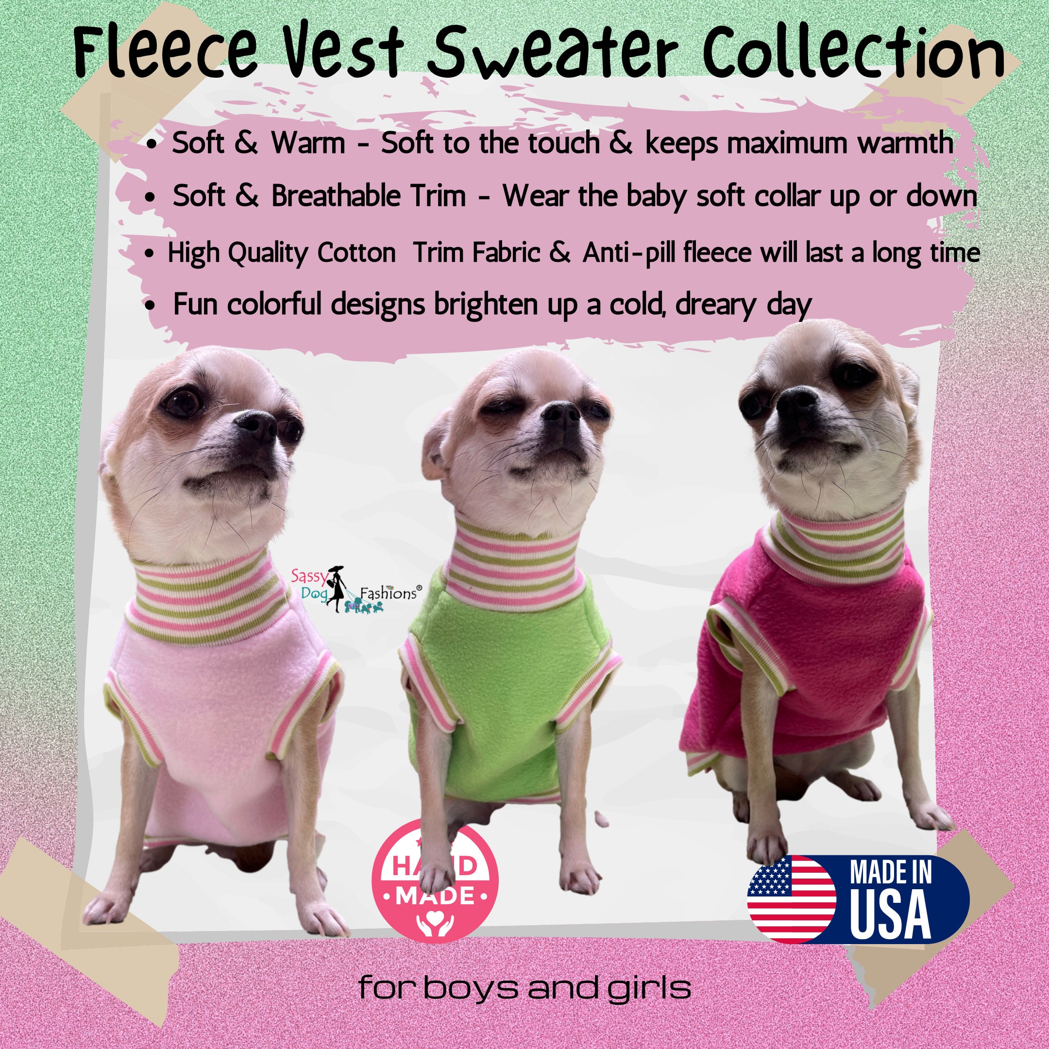 Winter-Pullover Für Kleine Hunde – Fleece Mit Karomuster & Leinen-Loch, Größe XS Bis L