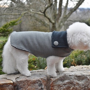 Houndstooth Dog Coat, Plaid Dog Coat, Warm Dog Coat - All Sizes XXS to XXL and Custom TAILORING for Hard to Fit Dogs, Winter Dog Coat