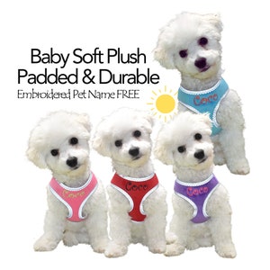 Personalized DOG Harness, Boy Dog Harness Personalized, Plush Reflective Harness for Small Dogs in a Baby Soft Padded Comfort Dog Harness 9