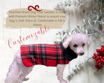 Warm Jacket Plaid Dog Coats Winter Custom Red Plaid DOG COAT, Warm