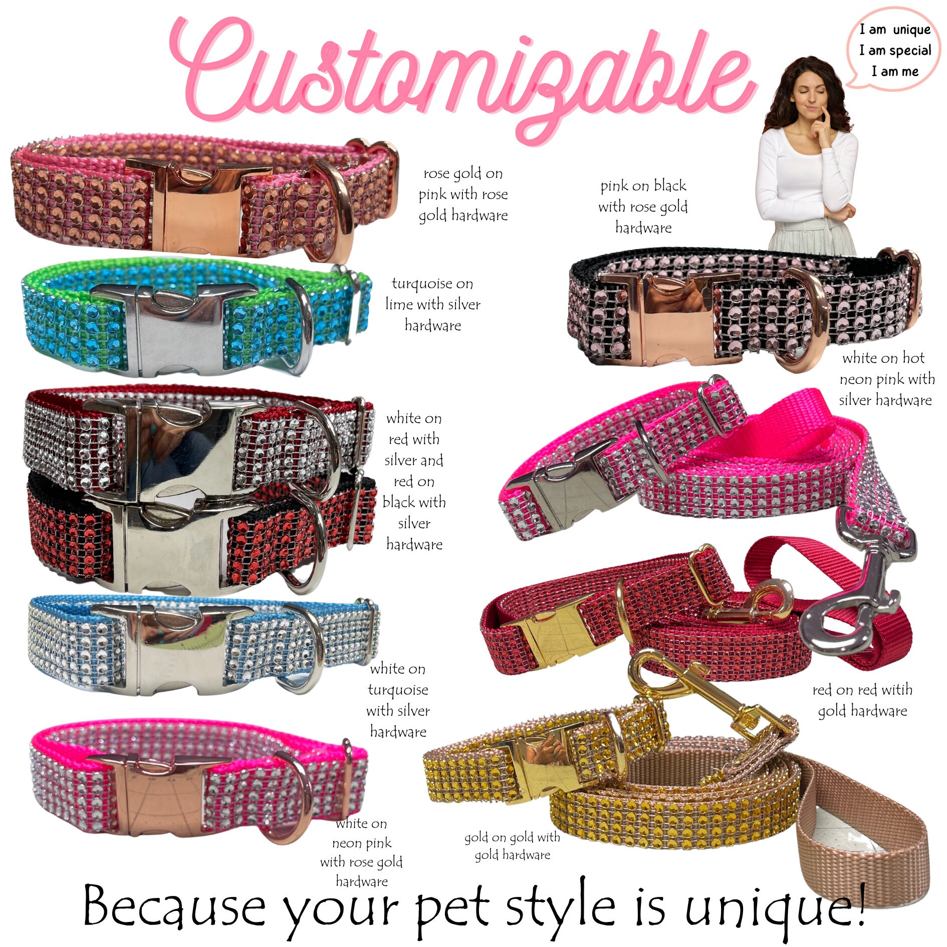 Designer-Hundehalsband Bling, Glitzernde Strasssteine, Mädchen