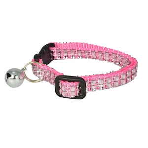 Rose Pink Bling Rhinestone Cat Collar with Bell, Fancy Bling Cat Collar, Custom Cat Collar Breakaway, Cute Cat Collar, New Kitten Gift 51