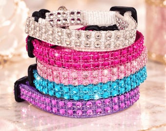 Fancy Cat Collar, Rhinestone Cat Collar, Cute Safety Cat Collar-Breakaway Buckle Cat Collar Girl Boy, Cute Sparkly Bling Kitty Collar, 51