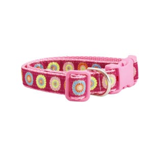 Floral Dog Collar, Custom Dog Collar, Jacquard DOG COLLAR, Ribbon Dog Collar, New Puppy Collar Girl, Floral Dog Collar Pink, Dog Collar Girl