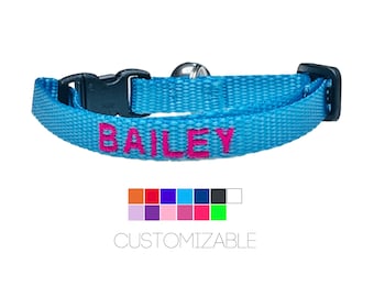 Personalized Cat Collar with Bell, Custom Cat Collar Breakaway, Safety Cat Collar, Cute Cat Collar with Name, Kitten Collar, New Kitten Gift
