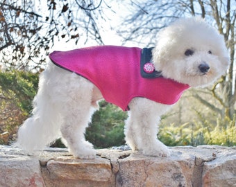 Pink Wool DOG Coat for Girls - Warm Winter Dog Coat - Small to Large, Xxs to XL - Dog Coat Pink - Fashion Dog Coat - Fleece  Dog Coat Girl
