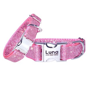 Pink Crystal Rhinestone Dog Collar, XXS - XXL, Bling Dog Collar, Jeweled Dog Collar, Girl Dog Collar, Poodle Dog Collar,  Rhinestone Leash 5