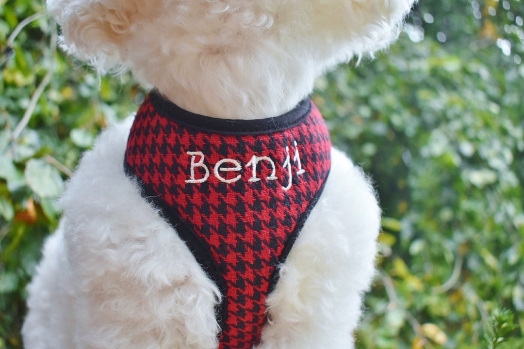 Personalized Dog Harness and Leash Set, Plaid Dog Harness and Leash Set