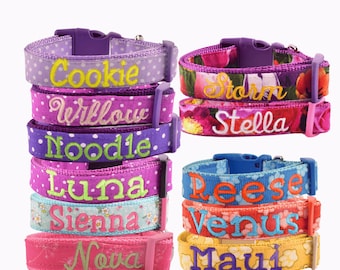 Personalisiertes Hundehalsband-Leine, Individuell besticktes Hundehalsband mit Namen, Mädchen Hundehalsband, Handgefertigtes Hundehalsband, Kleine-Große Hundehalsbänder