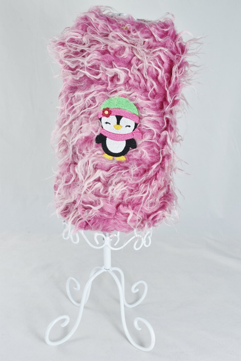 Penguin Pink Fur Winter Dog Coat For Yorkies Chihuahua Female Etsy