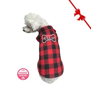 Cappotto per CANI personalizzato, maglione in pile a quadri per cani, giacca in pile personalizzata per cani, maglioni per cani di piccola taglia, maglione in pile per cani di piccola taglia