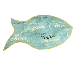 PERSONALIZED Fish Shape Food Water Bowl Placemat for Cats with embroidered Name for New Kitten Kitty Gift for Feeding Eating, Cat Placemat,