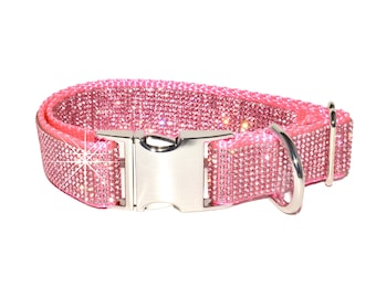 Pink Rhinestone Dog Collar and Leash, XXS - XXL, Bling Dog Collar, Jeweled Dog Collar, Girl Dog Collar Pink, Dog Collar for Girls 51