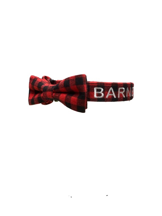 Very Vintage Design Dog Cat Collar Bow Tie Plaid Personalized Adjustable Pet Bowtie Collars Preppy Soft Comfy Cotton Hand Crafted Collection 